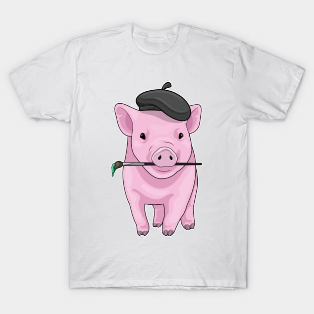 Pig Painter Paint brush T-Shirt by Markus Schnabel